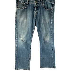 Men's Lucky Brand Wide Leg Light Wash Y2K Jeans Size 34x30 Button Fly ISA Made